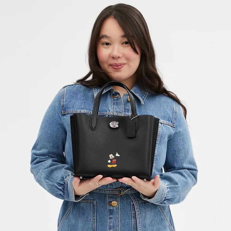 Disney X Coach Willow Tote Bag 24 With Mickey Mouse