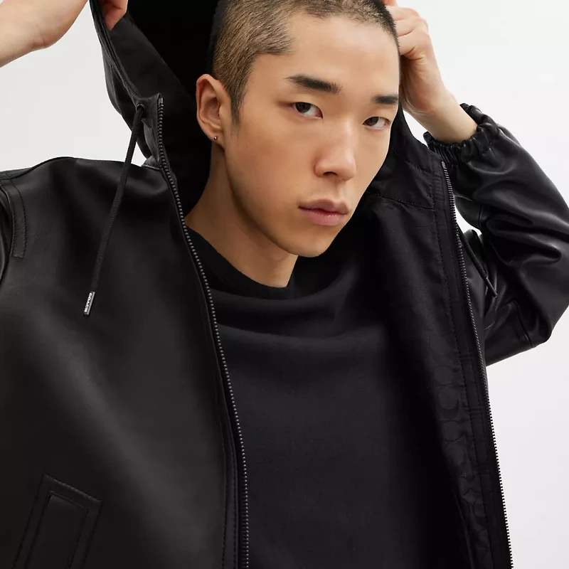 Reversible Leather Jacket Recycled Polyester