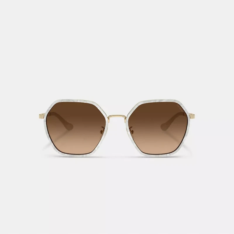 Embellished Narrow Metal Hexagon Sunglasses
