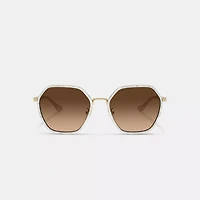 Embellished Narrow Metal Hexagon Sunglasses