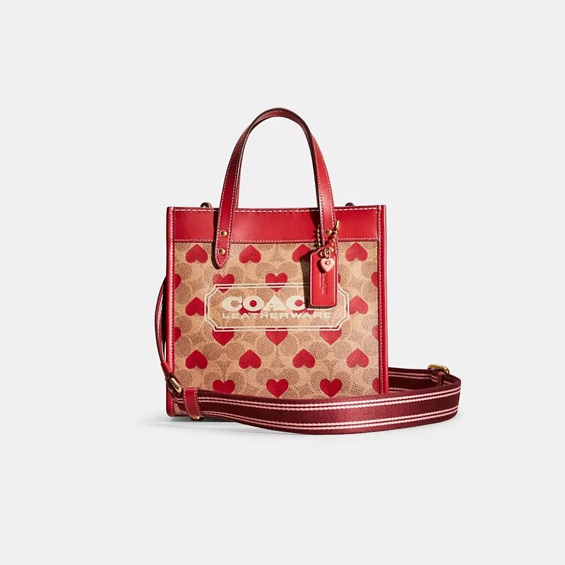 Restored Field Tote 22 In Signature Canvas With Heart Print