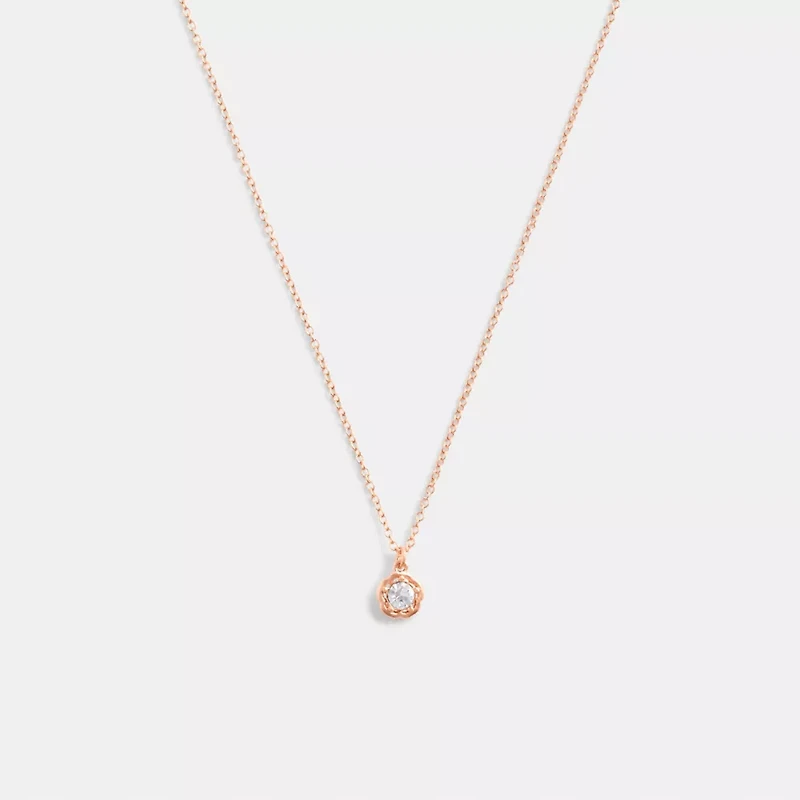 Halo Tea Rose Pendant Necklace