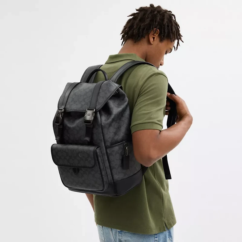 League Flap Backpack In Signature Canvas