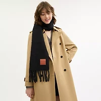 Oversized Muffler With Leather Patch