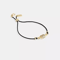 Quilted Padlock Leather Slider Bracelet