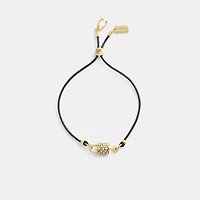 Quilted Padlock Leather Slider Bracelet
