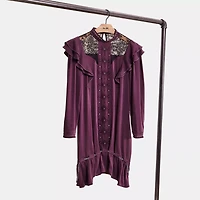 Restored Long Sleeve Dress With Ruffle Trim