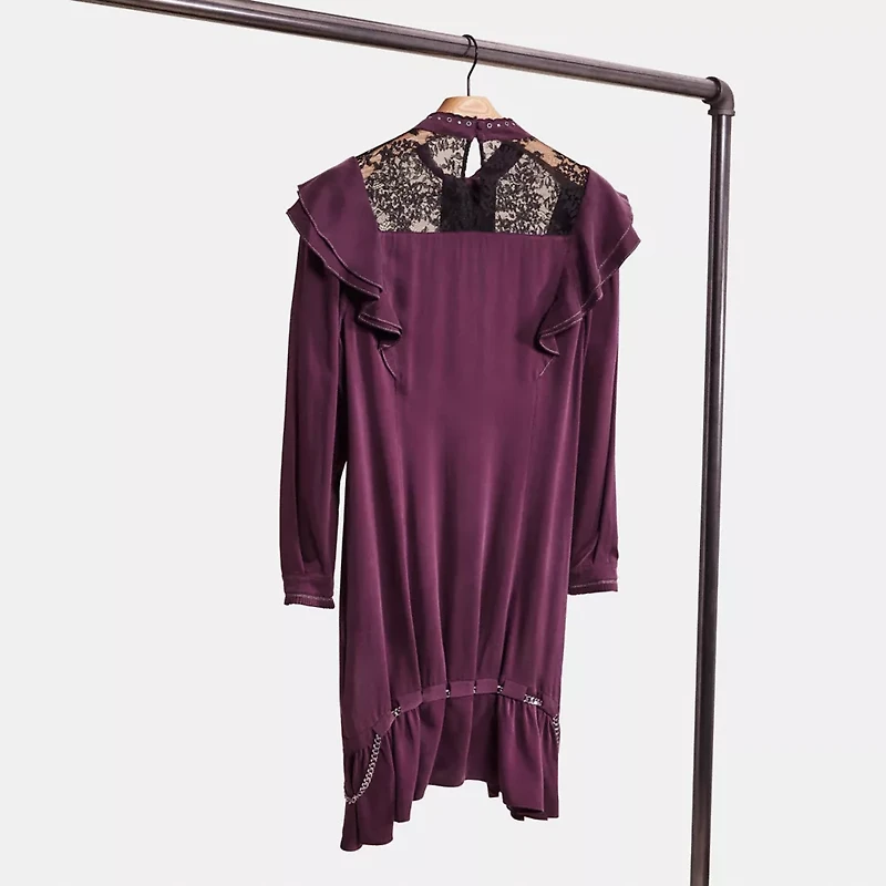Restored Long Sleeve Dress With Ruffle Trim