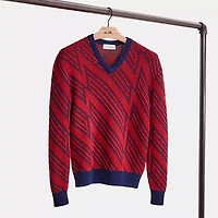 Restored Jacquard V Neck Sweater