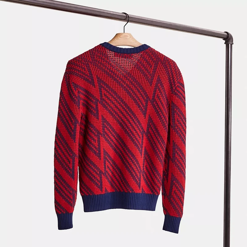 Restored Jacquard V Neck Sweater