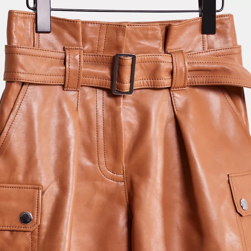 Restored Leather Belted Shorts