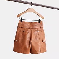 Restored Leather Belted Shorts