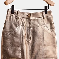 Restored Metallic Leather Midi Skirt