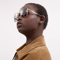 C Hardware Metal Oversized Square Sunglasses
