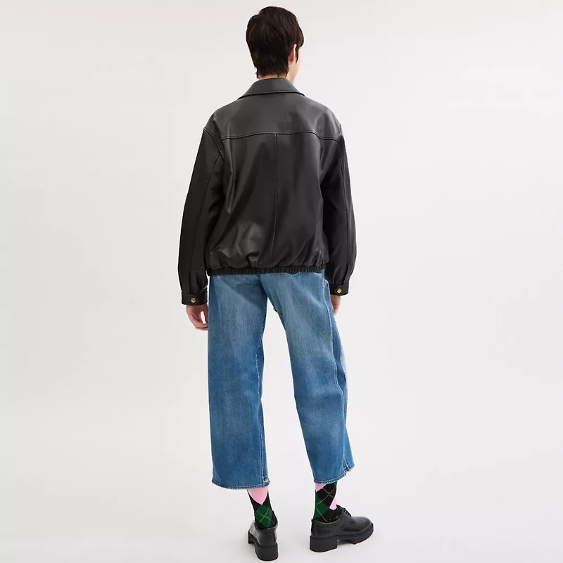 Heritage C Plaque Oversized Leather Jacket