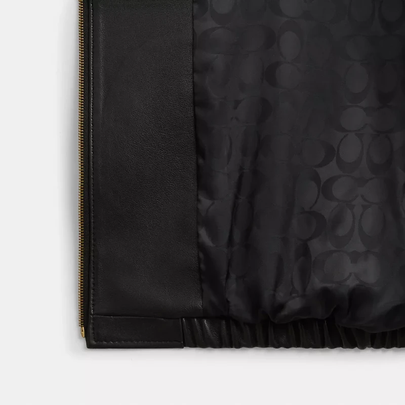Heritage C Plaque Oversized Leather Jacket
