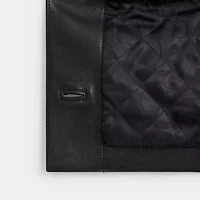 Collarless Leather Jacket