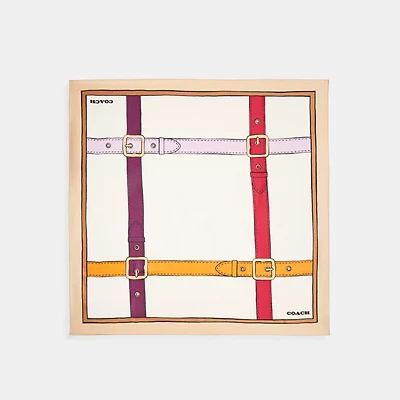 Trompe L'oeil Belt Print Silk Square Scarf