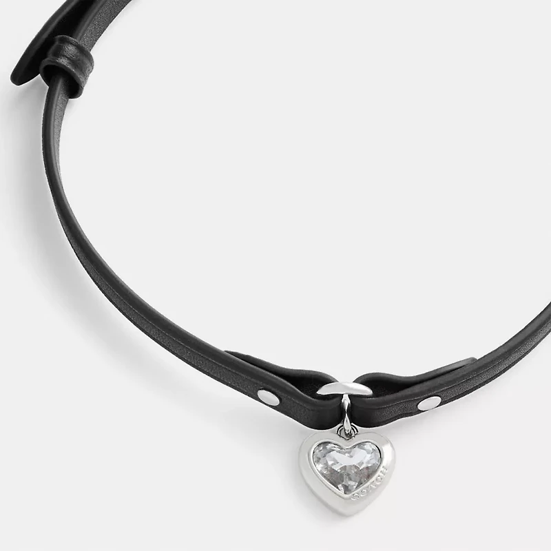 Heart Charm Leather Choker 