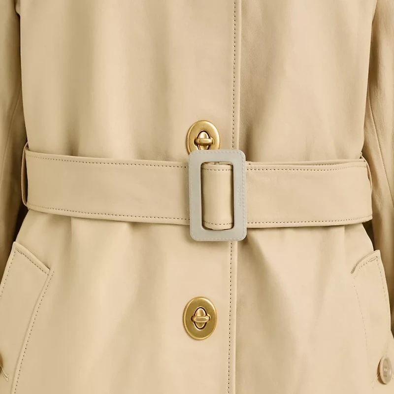 Restored Lightweight Leather Trench Coat