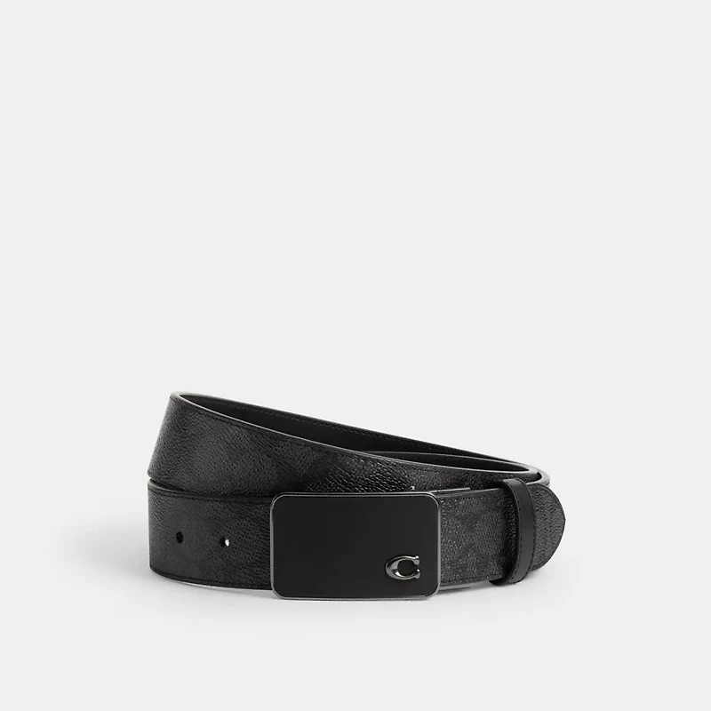 Signature Plaque Buckle Cut To Size Reversible Belt