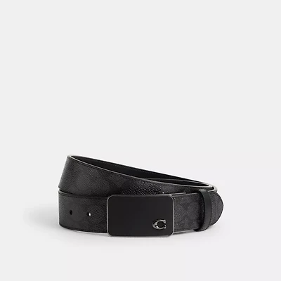 Signature Plaque Buckle Cut To Size Reversible Belt