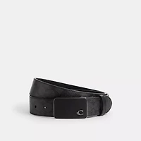 Signature Plaque Buckle Cut To Size Reversible Belt