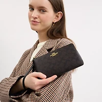 Large Corner Zip Wristlet Signature Canvas