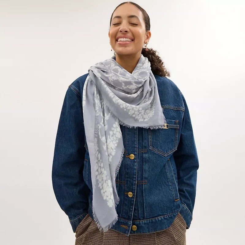 Signature Rose Meadow Print Oversized Square Scarf