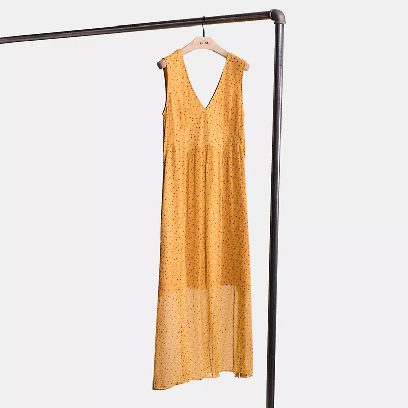 Restored Sleeveless Dot Print V Neck Dress