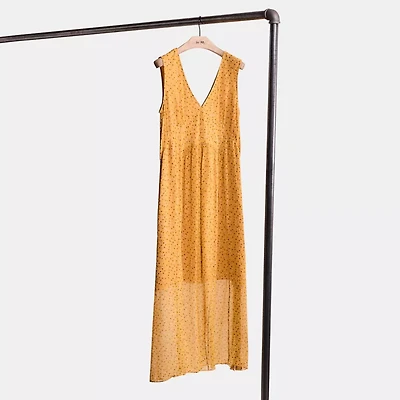 Restored Sleeveless Dot Print V Neck Dress