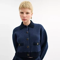 Heritage C Cropped Collared Cardigan