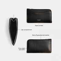 New York Zip Card Case In Loved Leather