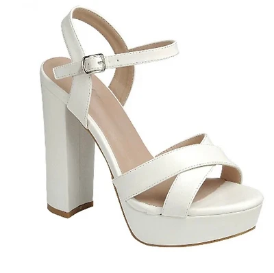 Women's Platform-02 Block Heel Sandals :WHT