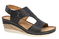 Lady Comfort Women's Wedge perforated sandals : blk