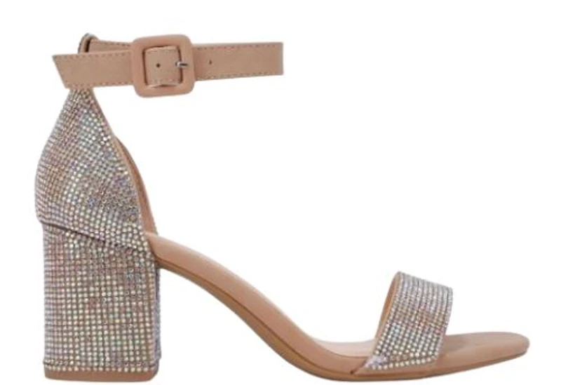 Women's Rhinestone Blockheel-3 Dress Sandals : D.Nude