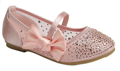 Girls Flat mesh Bow Gloria Dress shoes : Pink