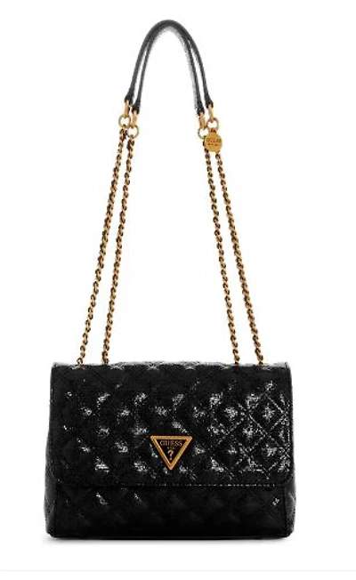 Guess GIULLY 2 COMP CONVERTIBLE FLAP Handbag: BLK