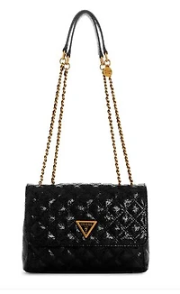 Guess GIULLY 2 COMP CONVERTIBLE FLAP Handbag: BLK