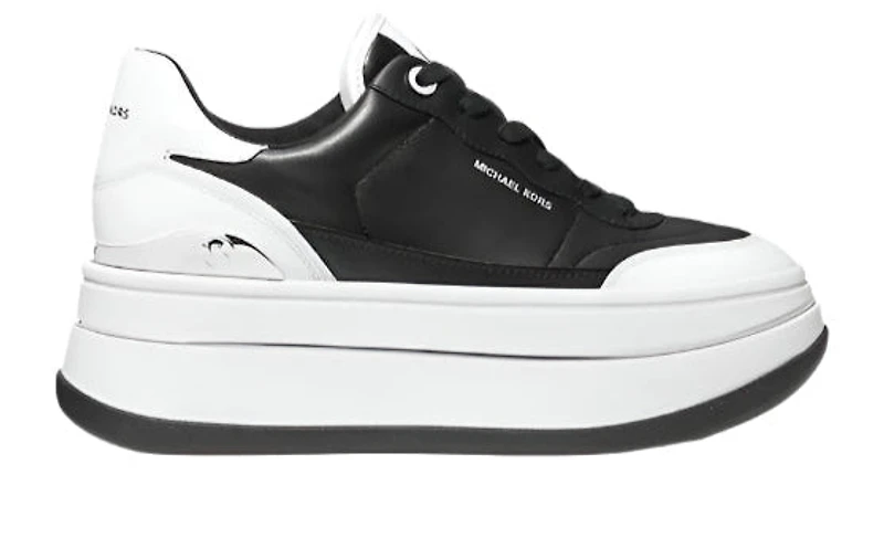 Michael Kors Hayes Lace Up Leather Trainer: Blk/wht