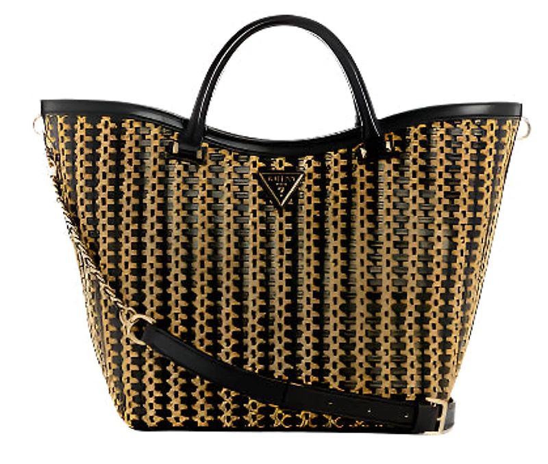 Guess Atalia Raffia Tote : Blk/tan