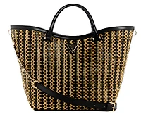 Guess Atalia Raffia Tote : Blk/tan