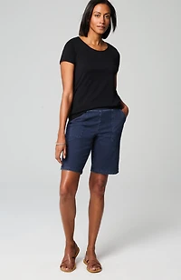 pure jill indigo knit jean shorts
