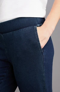 pure jill slim-leg indigo knit jeans