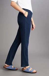 pure jill slim-leg indigo knit jeans