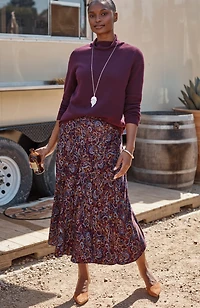 silky a-line midi skirt