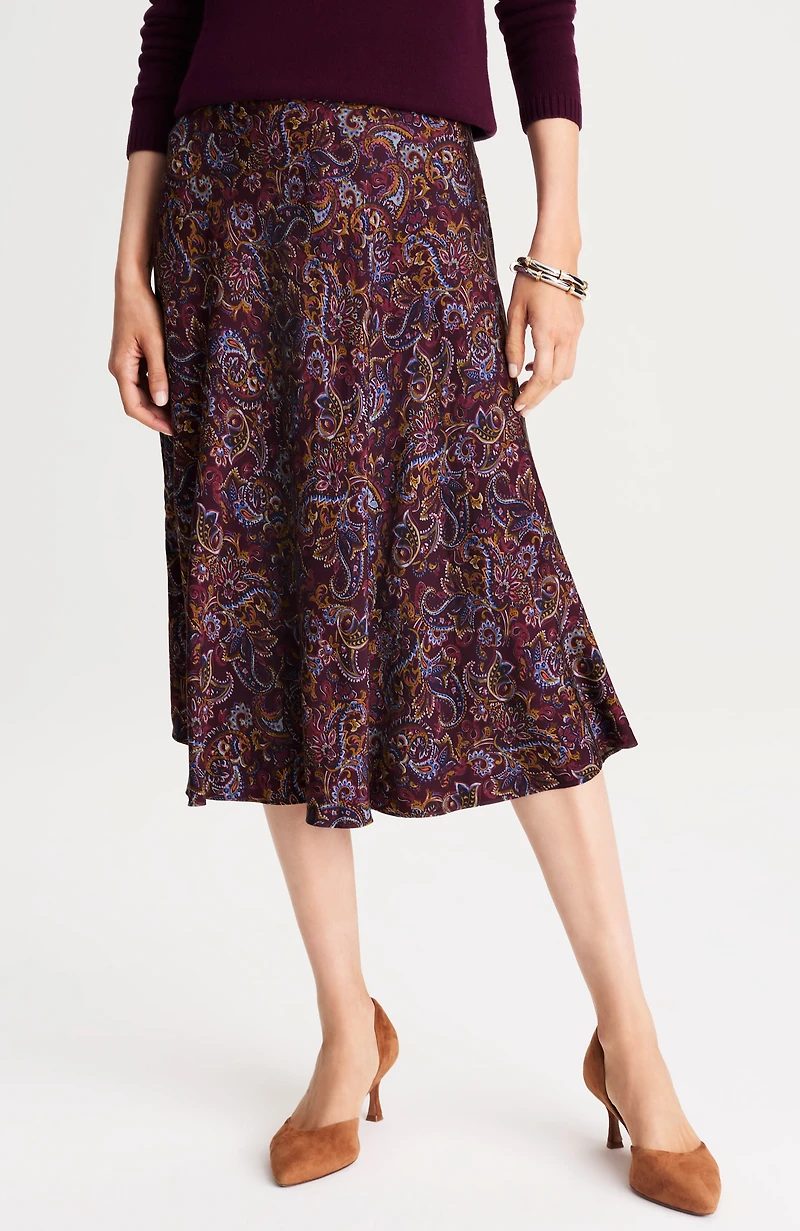 silky a-line midi skirt