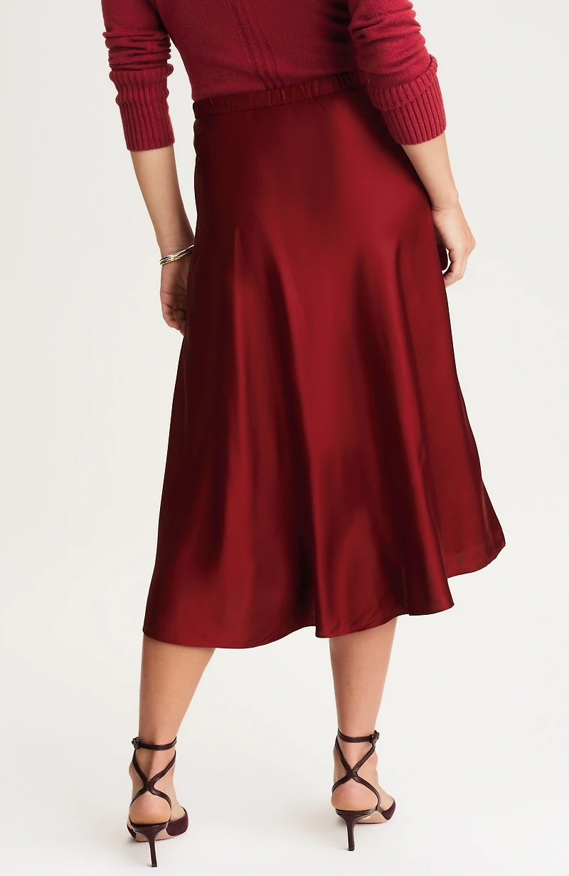 silky a-line midi skirt