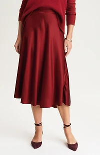 silky a-line midi skirt