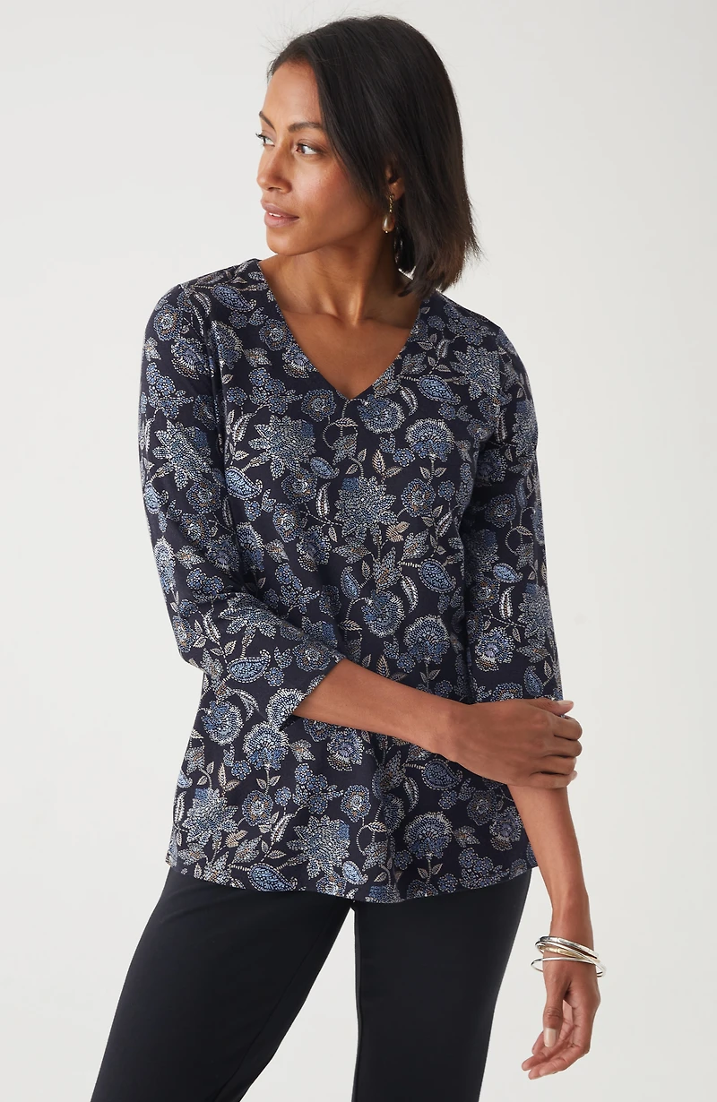 pure jill printed v-neck tee